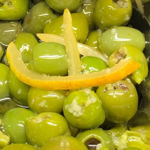 Lemon & Garlic Sicilian Olives (pitted in oil) - Rosalie Gourmet Market