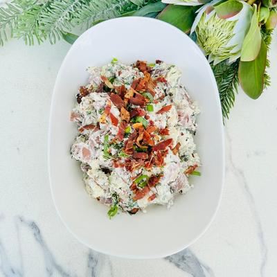 Christmas Potato Salad with Egg & Bacon (GF, DF, NF)