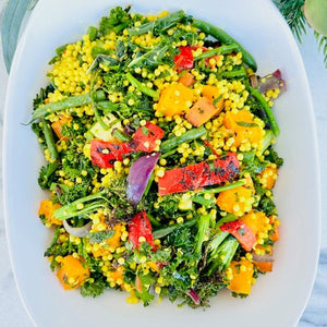 Israeli Cous Cous with Chunky Roasted Vegetables (V, DF, Vegan) - Rosalie Gourmet Market