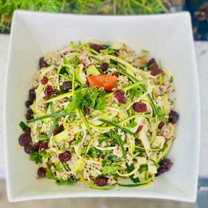 Vegan Quinoa & Brown Rice Salad with Zucchini & Cranberries (V, GF, DF, Vegan) - Rosalie Gourmet Market