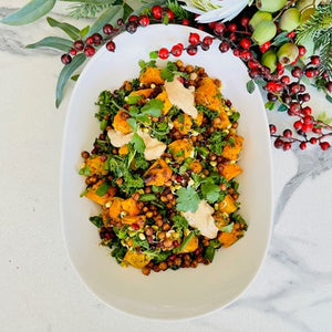 Christmas Roasted Pumpkin, Crunchy Chickpea & Greens Salad (V, GF)