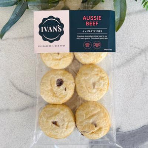 Ivan's - Aussie Beef Party Pies - pack of 6 (frozen)