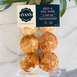 Ivan's - Beef & Red Wine Party Pies - pack of 6 (frozen)