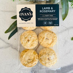 Ivan's - Lamb & Rosemary Party Pies - pack of 6 (frozen)