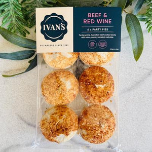 Ivan's - Beef & Red Wine Party Pies - pack of 6 (frozen)