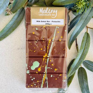 Maleny Chocolate Co - Milk Dubai Bar - Pistachio 200g