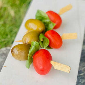 Cold Skewers - Green Olive, Tomato & Basil (V, GF, DF, Vegan) - Rosalie Gourmet Market