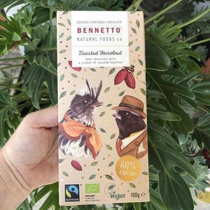 Bennetto Organic Fairtrade - Toasted Hazelnut Dark Chocolate 100g - Rosalie Gourmet Market