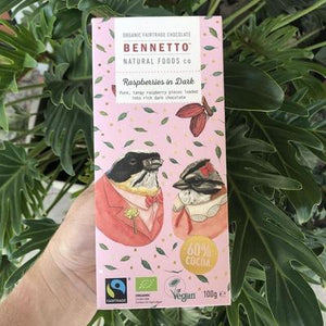 Bennetto Organic Fairtrade - Raspberries in Dark Chocolate 100g - Rosalie Gourmet Market