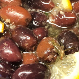 Rosemary & Lemon Kalamata Olives (with pits in oil) - Rosalie Gourmet Market