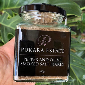 Salt - Pepper & Olive Smoked Salt Flakes 100g - Pukara - Rosalie Gourmet Market