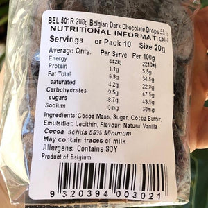 Belcolade Dark Drops 55% 200g - Rosalie Gourmet Market