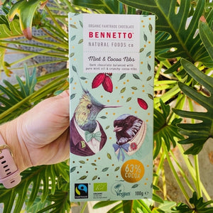 Bennetto Organic Fairtrade - Mint & Cocoa Nibs 100g - Rosalie Gourmet Market