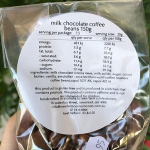 New Farm Confectionery - Milk Chocolate Coffee Beans 150g - Rosalie Gourmet Market
