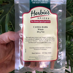 Herbies - Cassia Bark (Whole Baker's Cinnamon) 20g - Rosalie Gourmet Market