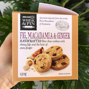 Whisk & Pin - Fig, Macadamia & Ginger Bite Size Cookies 150g - Rosalie Gourmet Market