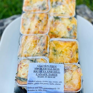 Frozen Mini Quiche Tarts - Smoked Salmon, Ricotta & Spinach - Gluten Free (pack of 8) - Rosalie Gourmet Market